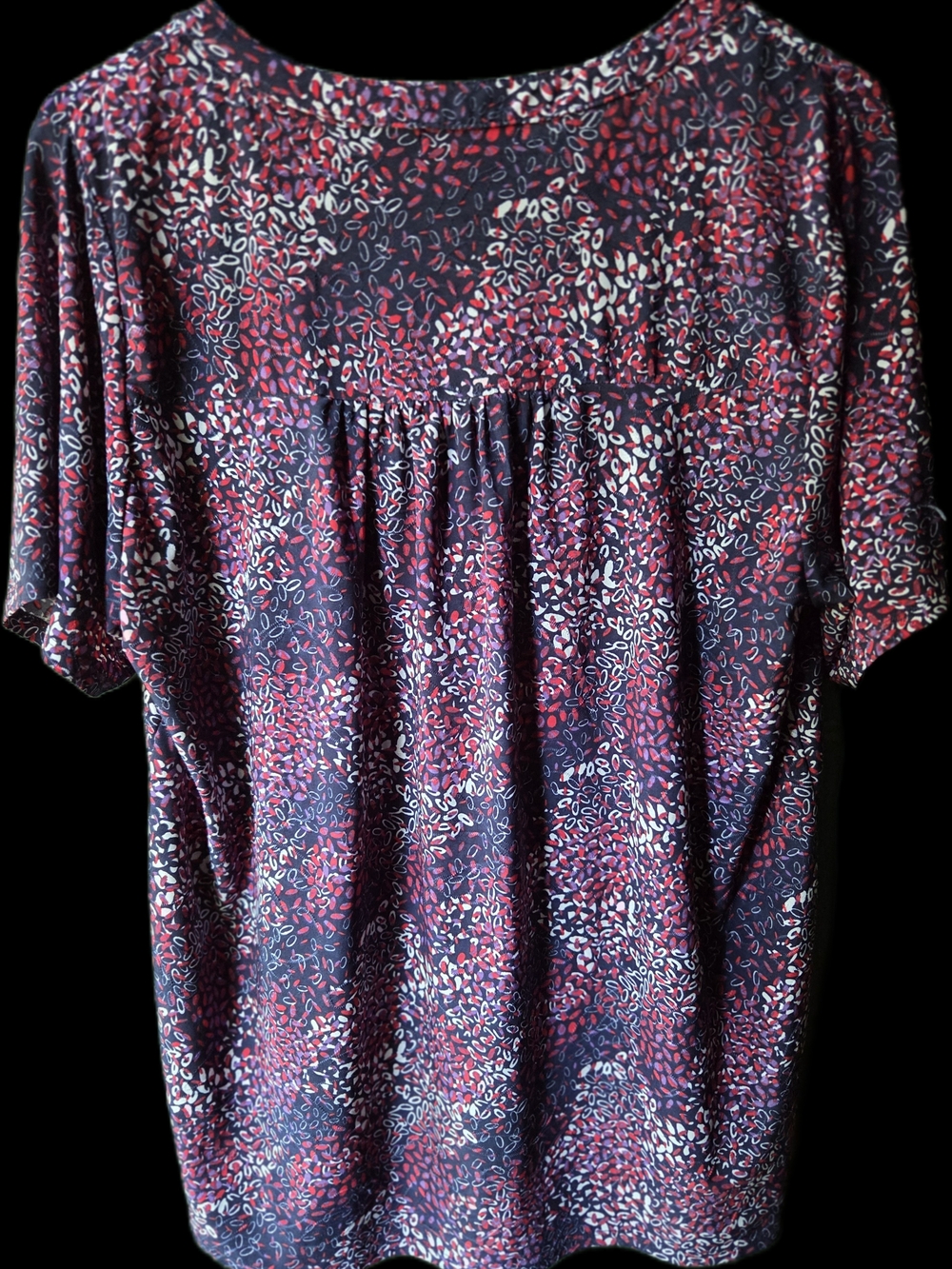 Napa Valley Women's Navy Floral Print Short Sleeve Top - Red/Navy